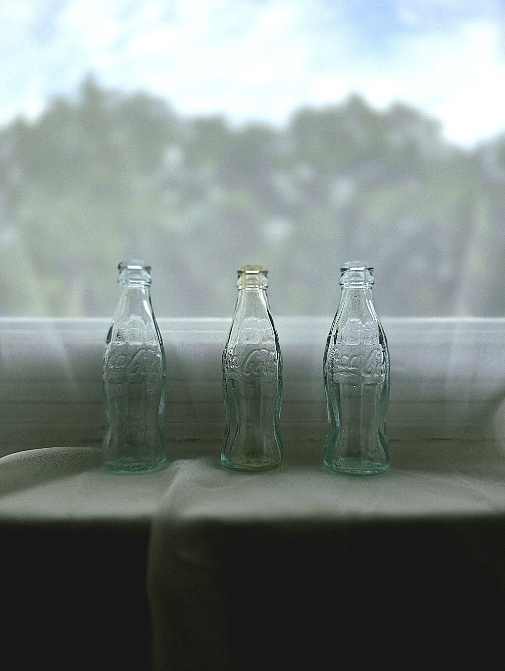 Coca Cola Miniature Glass Bottle Trio - Aqua Tint